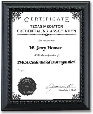A certificate of texas mediator credentialing association