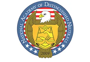 A seal of the national academy of distinguished neutrals.